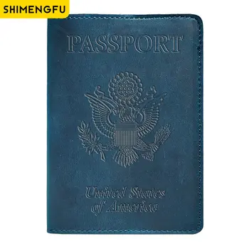 Обложка для паспорта из 100% натуральной кожи, США, Аксессуары для путешествий, Мужской держатель для паспорта, Америка, Чехол для паспорта