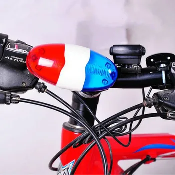 Прочная Водонепроницаемая Многофункциональная велосипедная лампа + 4 Громких звука сирены, Труба Полиции, 6 светодиодных ламп, Электронная Сирена, Велосипедный звонок, красный/синий