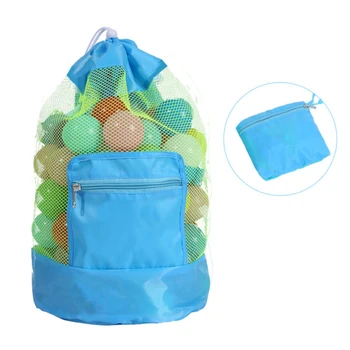 Пляжная сумка для хранения, сумка-тоут, Детская Складная Пляжная сетчатая сумка, Органайзер для игрушек Большой емкости, Сетчатый Портативный рюкзак для хранения