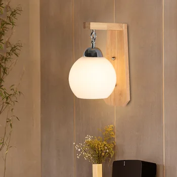 Светодиодный стеклянный настенный светильник, современный настенный светильник в скандинавском стиле из массива дерева, внутреннее освещение, проход, балкон, гостиная, светильники для домашнего декора