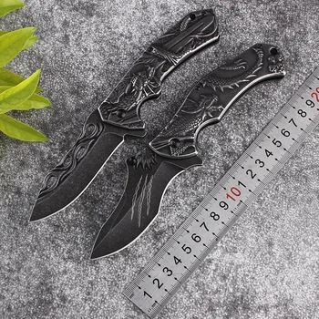 Новый 3CR13MOV Дракон Из Нержавеющей Стали 3D Рельеф Приключения Выживания Карманное Лезвие Острый Охотничий Нож Кемпинг Тактический Складной Нож