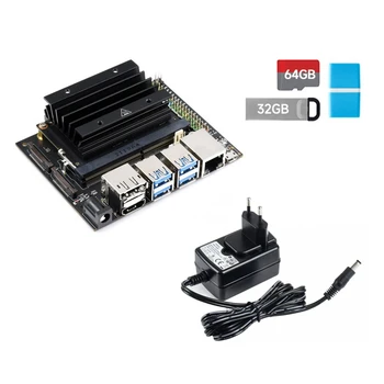 Для Jetson Nano 4GB + 16G EMMC Developer Kit с основной платой + Радиатор + 32G USB-накопитель + 64G SD-карта + Кард-ридер + Штепсельная вилка ЕС