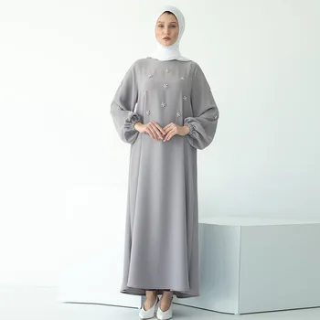 Женское Мусульманское платье Dimond Pearl Maxi Abaya, Свободная Нидха, С Длинными рукавами, Дубай, Турция, Одежда для ислама, Кафтан, Халат, Скромное Элегантное платье