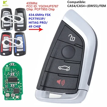 KEYECU Модифицирует умный Дистанционный брелок 4 Кнопки 434,6 МГц PCF7953P HUF5767 для BMW 2009 - 2016 3 5 7 Шасси CAS4 X5 серии F