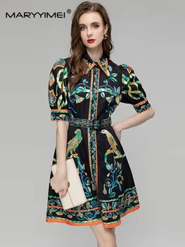 MARYYIMEI/Весенне-Летнее Модное Новое Женское Черное Элегантное платье с воротником 