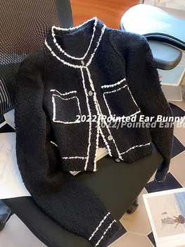 Черное Ароматное короткое пальто для женщин на весну и осень 2023, новый дизайн, небольшой рынок, корейская версия, Шикарный Сладкий и пряный