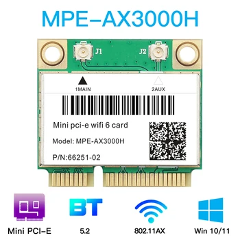WiFi 6 MPE-AX3000H Двухдиапазонный Беспроводной адаптер Bluetooth 5,2 2,4 G/5G Мини-сетевая карта Pcie для Intel AX200 Win10/win11-64 бит
