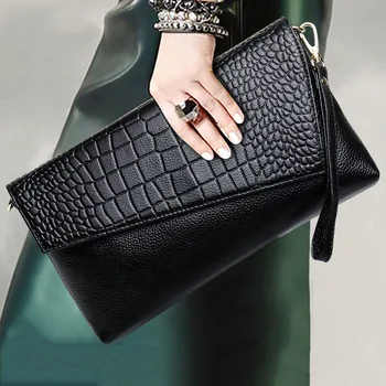 Роскошный кожаный женский клатч-кошелек, сумка-конверт большой емкости, свадебная сумочка для ужина