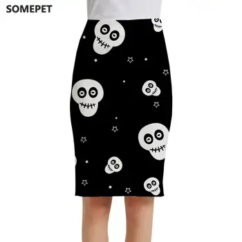 SOMEPET бренд череп юбки женщин Звезда сексуальные черные сарафаны хип-хоп элегантные женские юбки, женские летние повседневные модные трикотажные
