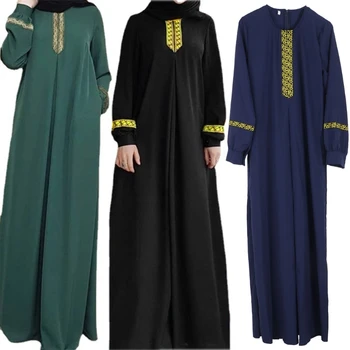 Женское мусульманское платье на молнии, Женский халат в этническом стиле, Свободное платье Abaya Thobe, Одежда для Ближнего Востока на четыре сезона