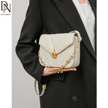 DN Модные Женские сумки через плечо с цепочкой из натуральной кожи, сумки через плечо для женщин 2023, Классический Дизайн, Маленькие женские сумки