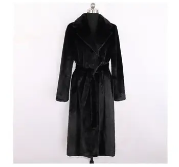 2023, Новое женское пальто из искусственного меха, зимнее плюшевое толстое теплое Свободное Женское пальто из искусственного кроличьего меха, пальто с отворотом