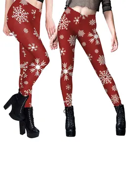 Рождественские леггинсы для женщин с Милым принтом Снега, облегающие тренировочные леггинсы, Колготки, брюки для йоги, Рождественский праздничный костюм