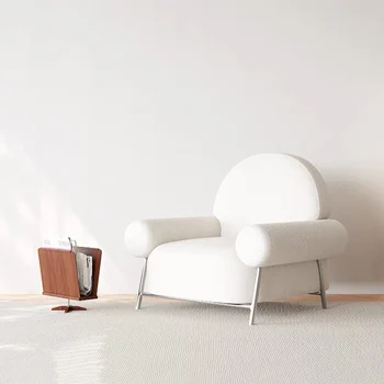 Расслабляющий диван-кресло с белыми подлокотниками, Современные Индивидуальные Минималистичные стулья для гостиной, Мягкие Комфортные Украшения для дома с большим Силлоном