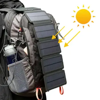 Складная Наружная Солнечная панель, Портативные устройства USB-вывода 5V 2.1A, Походный рюкзак, Блок питания для смартфонов