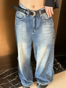 Широкие джинсы со средней заниженной талией, ультра-свободные брюки в стиле бойфренда, джинсы Унисекс