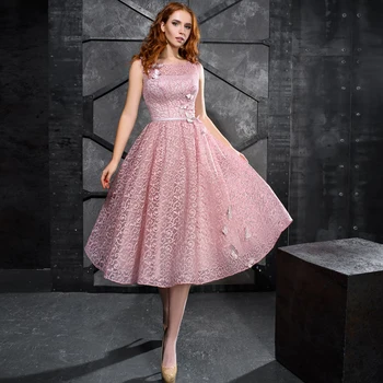Розовые Пышные Коктейльные платья Трапециевидной формы для дам 2022, Объемное платье без рукавов с 3D Цветами, Выпускные Платья с Поясами, Вечернее платье