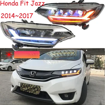 Бамперная лампа для автомобильных фар 2014 2015 2016 2017 головной фонарь Для Honda Fit Jazz Налобный фонарь GK5 DRL HI LO beam автомобильные аксессуары