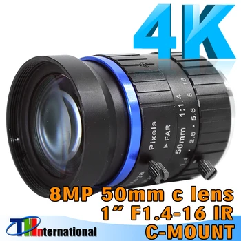 Промышленный Объектив видеонаблюдения 4K 8MP 50mm C Креплением Ручной Диафрагменный фокус F1.4-F16 с диафрагмой 1 