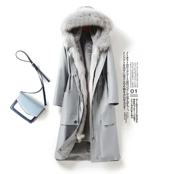Женская зимняя куртка, теплые флисовые парки, Модный меховой воротник, Теплое Длинное зимнее пальто для женщин