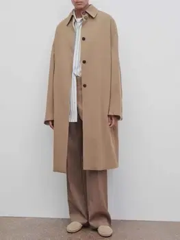 Осенне-зимнее пальто 2023 для женщин, Однобортная повседневная ветровка с отложным воротником
