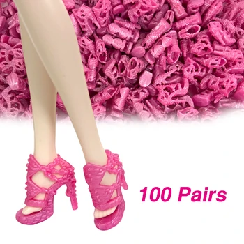 NK 100 Пар Модных розовых туфель, женские вечерние босоножки, повседневные ботинки для куклы Барби, аксессуары для кукол 1/6, детские игрушки
