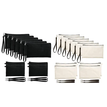 10 упаковок косметичек С браслетом для поделок, сумки-карандаши на молнии, черные, 8,3 X 5,1 дюйма
