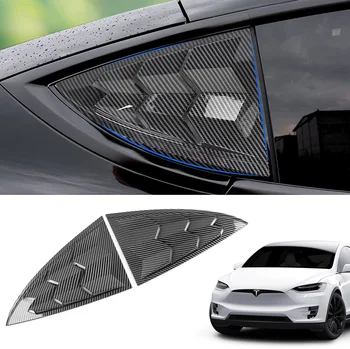 ABS Крышка Шторки Заднего Стекла Автомобиля Для Tesla Модель 3 2017-2023 Наклейки Из Углеродного Волокна Треугольное Украшение Модифицированные Аксессуары