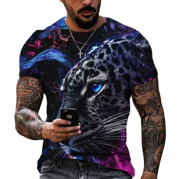 Одежда с принтом Ягуара, мужская 3D рубашка, рубашка с принтом животного льва, тигра, мужская футболка с принтом животного