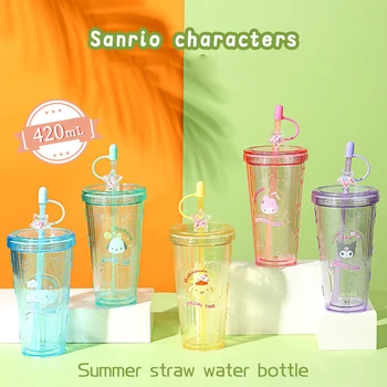 Sanrio Cinnamoroll My Melody Sippy Cup Бутылка для Воды Kuromi Летняя Новая Милая Модная Простая 420 мл Высокой Емкости для Путешествий на открытом воздухе