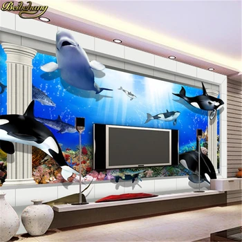 beibehang 3d трехмерный океанский дельфин, обои для детской комнаты, фон для гостиной, обои для подводного мира, стены