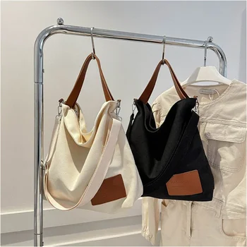 Модная минималистичная женская холщовая сумка с нишевым дизайном, студенческая сумка для отдыха на работу, Большая вместительная сумка для покупок на одно плечо