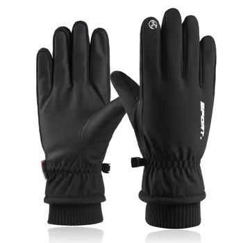 Зимние Мужские лыжные перчатки с полным пальцем, сохраняющие тепло, Велосипедные спортивные перчатки с сенсорным экраном, водонепроницаемые для Сноуборда, мотоцикла
