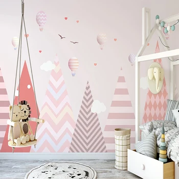 Пользовательские 3D фотообои Розовый воздушный шар Абстрактный геометрический узор Комната Принцессы Детская спальня Настенные росписи