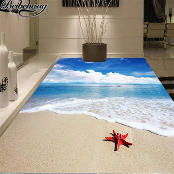 beibehang Изготовленная на заказ большая напольная пленка 3d стерео самоклеящаяся морская пляжная морская звезда волна 3D украшение ванной комнаты напольная роспись