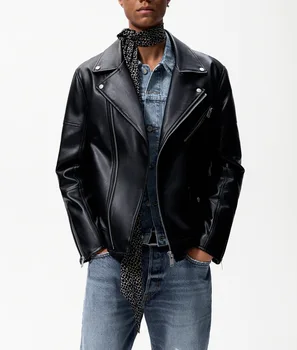 Ветрозащитная Мотоциклетная куртка в стиле панк, Персонализированная Куртка из искусственной кожи в мотоциклетном стиле, Пальто, Кожаное Пальто, Модная куртка 2023