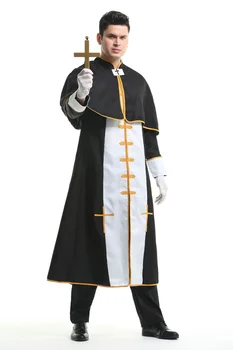 Миссионерские костюмы для косплея для мужчин, Пасхальный карнавальный костюм на Хэллоуин, традиционный религиозный наряд пастора, платье священников Пурима