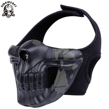 Тактическая маска на половину лица с черепом для Охоты, страйкбола, пейнтбола, Охоты, косплея, CS, стрельбы, мультистильные защитные маски