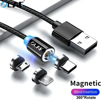 OLAF 1 м 2 м Магнитный кабель Micro usb кабели Для Xiaomi Huawei Samsung S9 USB Type C Кабель USB C Магнитное Зарядное устройство Для iPhone X 8 7