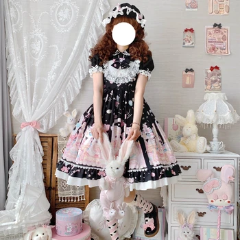 S-4XL JSK Платье в стиле Лолиты, японское мягкое платье для девочек, кавайное милое платье без рукавов с милым принтом, jsk, платья для маленьких кукол на подтяжках, Одежда