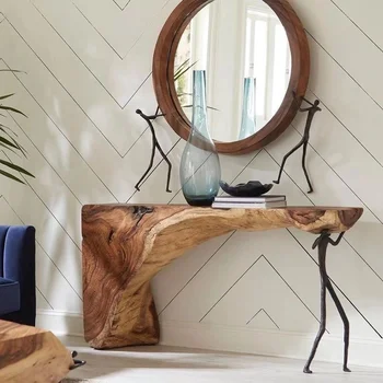 Высококачественный стол в американском стиле с живым Краем, Антикварный Журнальный столик из эпоксидной смолы для гостиной, Деревянный Журнальный столик