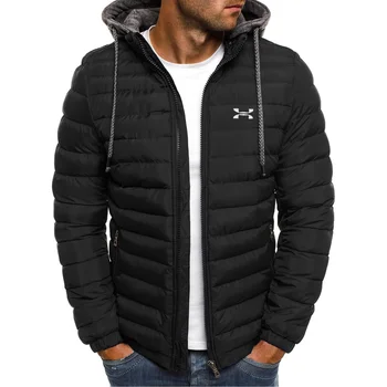 Зимняя куртка с капюшоном, мужской теплый пуховик, уличная модная повседневная брендовая верхняя мужская куртка-парка