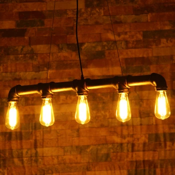 Подвесной светильник в Скандинавском Промышленном стиле в стиле ЛОФТ Из ЖЕЛЕЗНОЙ трубы и винтажных ламп Эдисона E27, 5 светильников для дома/бара/ кафе, Декоративное освещение