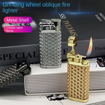 Шлифовальный круг прикуриватель с открытым пламенем газовая креативная надувная зажигалка Langsheng с наклонным огнем