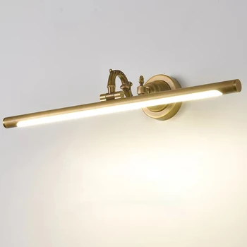 Европейская Ретро-медная светодиодная зеркальная лампа для ванной комнаты, Туалетный столик в американском стиле, современная простая атмосфера высокого класса