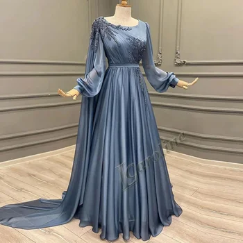 Caroline Трапециевидное Вечернее платье Arabia с круглым вырезом, 2022, с открытыми плечами, Длинными рукавами, расшитыми бисером и пайетками, Платья для выпускного вечера, сшитые на заказ