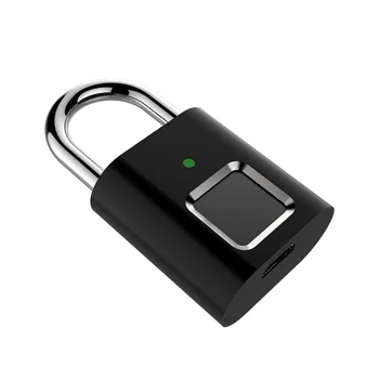 Дверной замок Smart Padlock с разблокировкой в 0,1 секунды Портативный противоугонный замок с отпечатком пальца L34 USB Перезаряжаемый замок с отпечатком пальца, замок для ящика