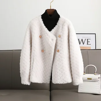 Пальто из натурального меха, высококачественные женские пальто из 70% натуральной шерсти, Толстое теплое двубортное пальто для молодых женщин