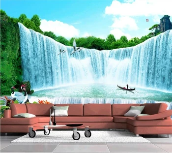 обои beibehang на заказ, 3D фотообои, пейзаж с водопадом, картина для телевизора, настенная живопись, 3D обои