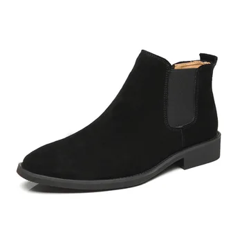 Мужские ботинки английского дизайна из коровьей замши, кожаные ботинки челси с острым носком, демисезонные ботильоны botas hombre bottes homme zapatos